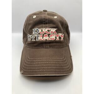 Duck Dynasty Distressed Adjustable Leather Strap Back Embroidered Cap/ Hat